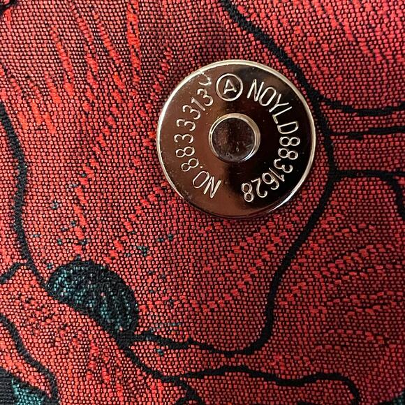 Anthropologie Monserat de Lucca Floral Poppy Envelope Clutch Fur Pom Pon - Picture 8 of 12